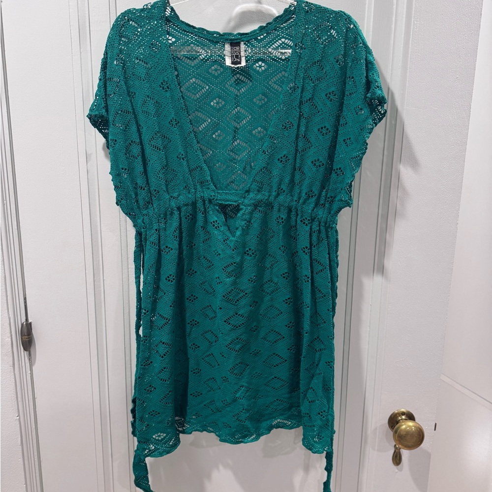 BECCA Turquoise Crochet Swim Cover-Up
